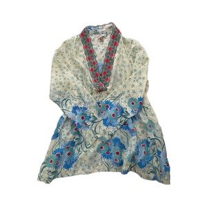 Sundance & Johnny Was 100% Silk Floral Tunic Blouse